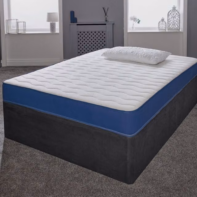 eXtreme Comfort Ltd Cooltouch Essentials Wave Soft Hybrid Spring Mattress, Blue and White, W: 180 cm x D: 200 cm, Depth: 18 cm