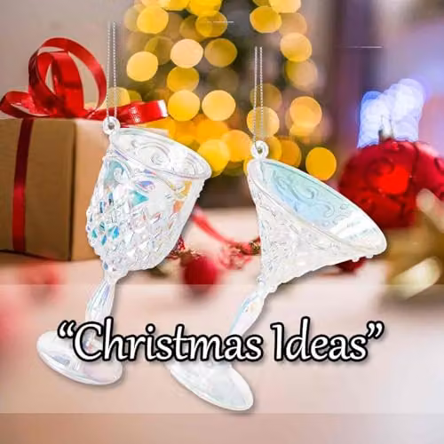 VFM e-Store Wine Martini Christmas Tree Hanging Glass Ornaments, Multicolour, Diameter: 10.5 cm – 5