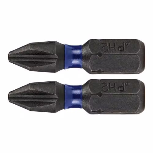IRWIN Impact Pro Performance PH2 Screwdriver Bits, 25mm, Pack of 2, Black and Multicolour – 2
