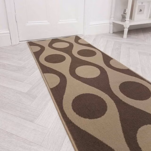 runrug Pop Hallway Carpet Runner Rug in Brown, W: 60 cm, L: 180 cm – 1