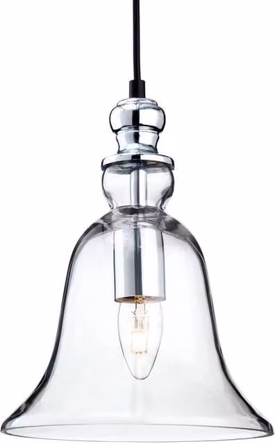 Netlighting Omar Dome Ceiling Pendant Light in Chrome and Transparent Glass with E27 Socket