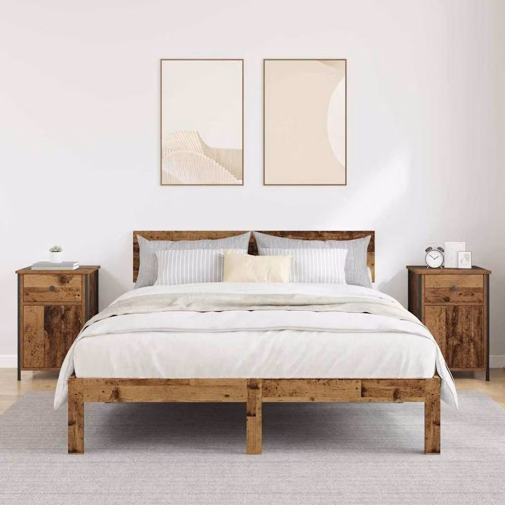 Berkfield Home Set of 2 Bedside Cabinets in Old Wood Brown, W/D/H: 40 x 42 x 60 cm – 4