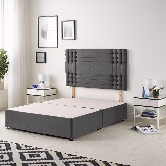 Somnior Beds Ltd Saville Grey Fabric Upholstered Divan Bed Base with Drawers W/D/H: 90 x 190 cm