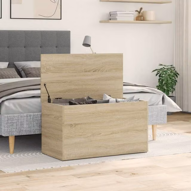Berkfield Home Sonoma Oak Storage Chest in Light Brown, W/D/H: 84 x 42 x 46 cm – 1