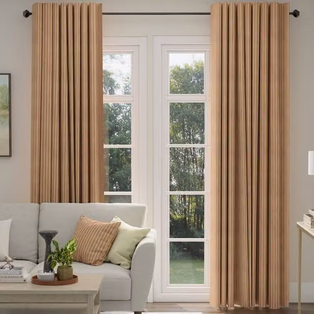 ANTE DECOR Burgess Made To Measure Blackout Cotton Stripe Curtains in Sienna, Orange and Brown