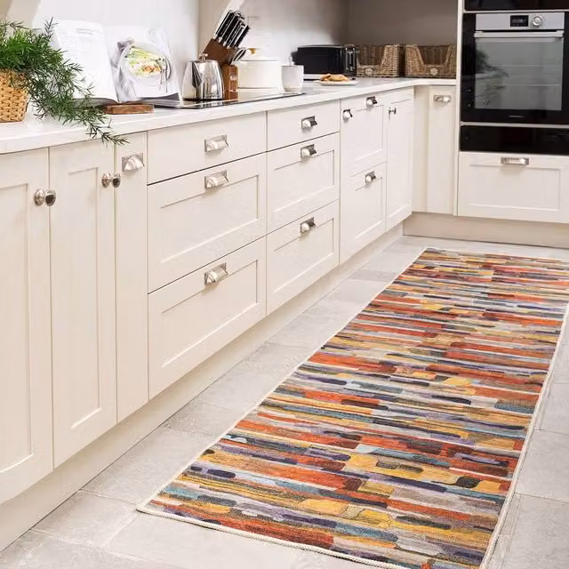 Kukoon Modern Abstract Machine Washable Runner Rug for Hallways and Kitchens, Multicolour, W: 60 cm, L: 240 cm