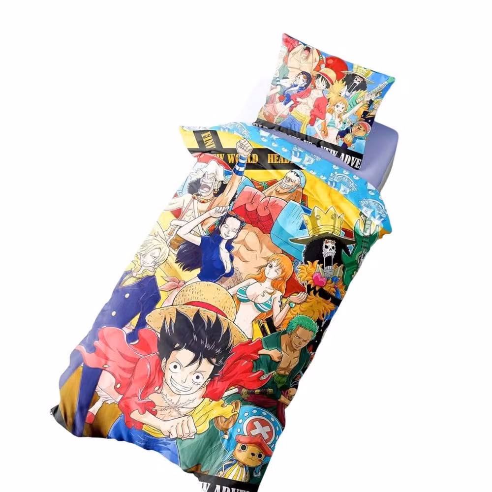 One Piece Straw Hat Crew Luffy Reversible Graphic Duvet Set and Pillowcase, Multicolour, W/D/H: 90 x 200 cm – 2