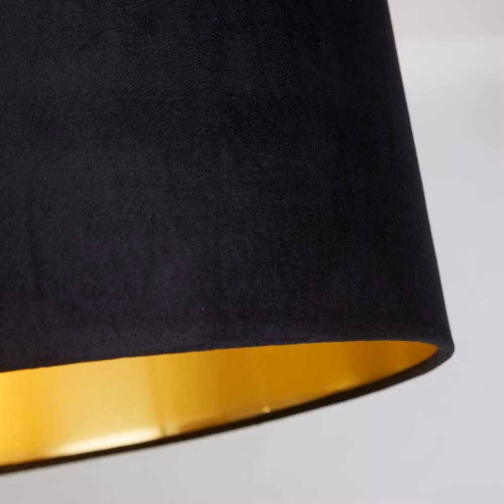 Lighting Collection Black Velvet and Brushed Gold Cylinder Lamp Shade, Diameter: 50 cm – 3
