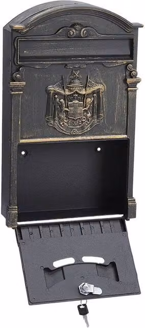 Kelvenix Lockable Steel Post Box in Bronze, W: 42.0 cm, D: 26.0 cm