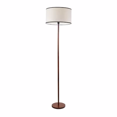ValueLights Tripod Floor Lamp in Dark Wood with Black Trim Drum Shade and Included LED Bulb, H 180 cm x W 45 cm x D 45 cm