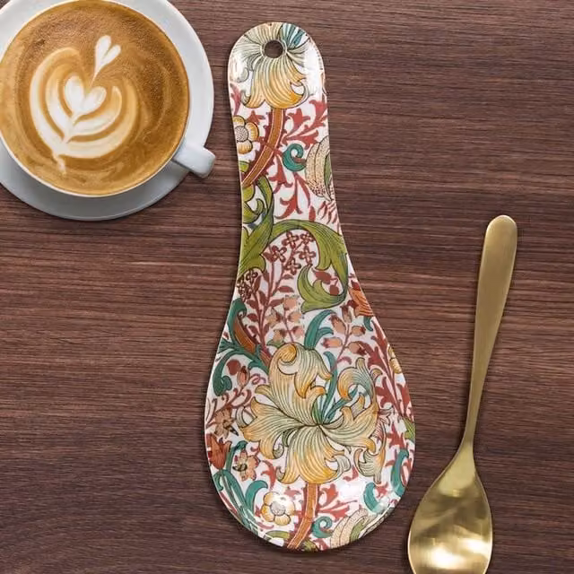 Leonardo Collection William Morris Golden Lily Floral Print Spoon Rest in Gold and Multicolour – 1