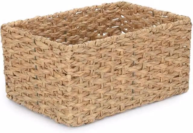 Red Hamper Large Thatch Grass Woven Storage Basket in Green and Red