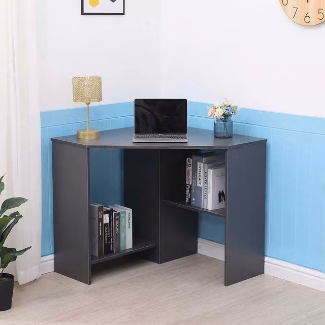 FORGEVIO Modern Grey Corner Computer Desk for Home Office and Gaming