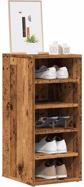 Berkfield Home Set of 2 Shoe Cabinets in Old Wood Brown, W/D/H: 32 x 35 x 70 cm