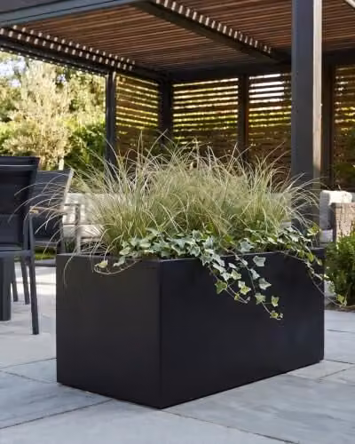 IDEALIST Large Black Reinforced Stone Trough Planter, 54L