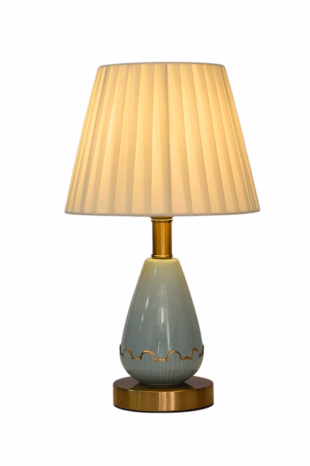 Living and Home Ceramic and Metal Table Lamp in Bronze with Beige Fabric Shade and 5W Bulb – 2