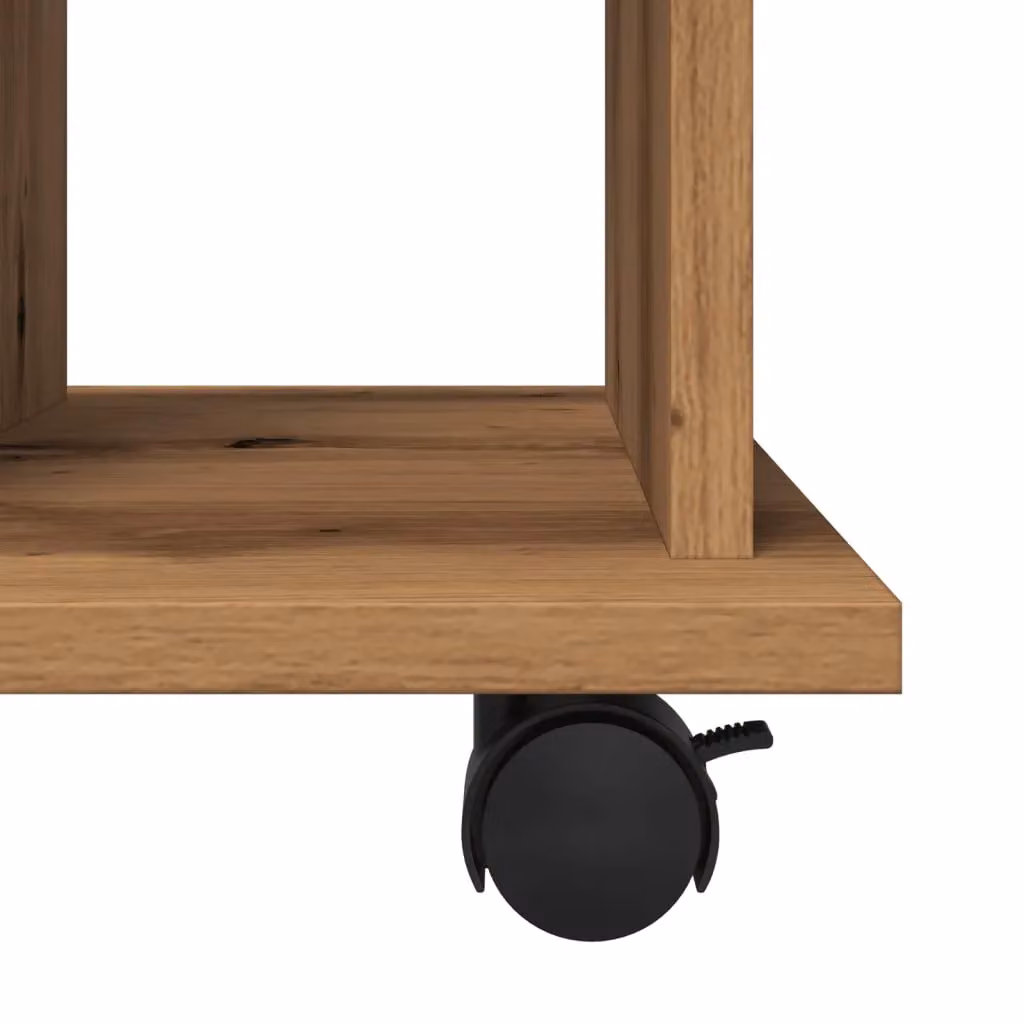 Berkfield Home Artisan Oak Rolling Cabinet in Brown, W/D/H: 60 x 45 x 60 cm – 6