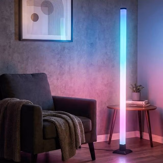 Briloner RGBIC LED Floor Lamp with Remote Control and Music Sync, Black, H 150 x W 12.5 x D 12.5 cm – 1