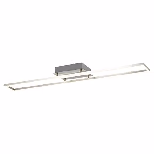 Happy Homewares Modern Rectangular LED Ceiling Strip Light Fitting, Silver, 3000k Warm White, Length: 91 cm – 1