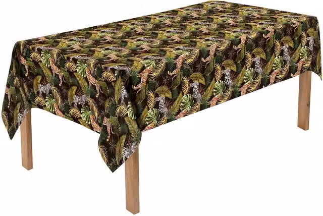 Luxury Living Safari Floral Tablecloth in Green and Multicolour, W: 150 cm, L: 215 cm – 1
