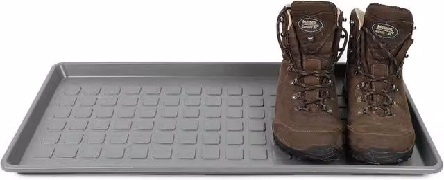 FLAVORA Plastic Multipurpose Boot and Shoe Drip Tray with Raised Edges, Grey – 1