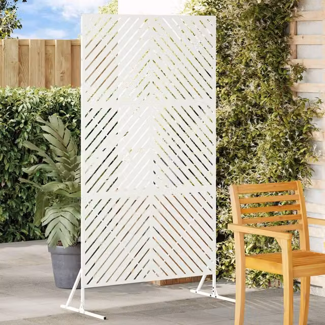Berkfield Home White Steel Privacy Screen W: 100 cm, D: 50 cm, H: 180 cm – 1