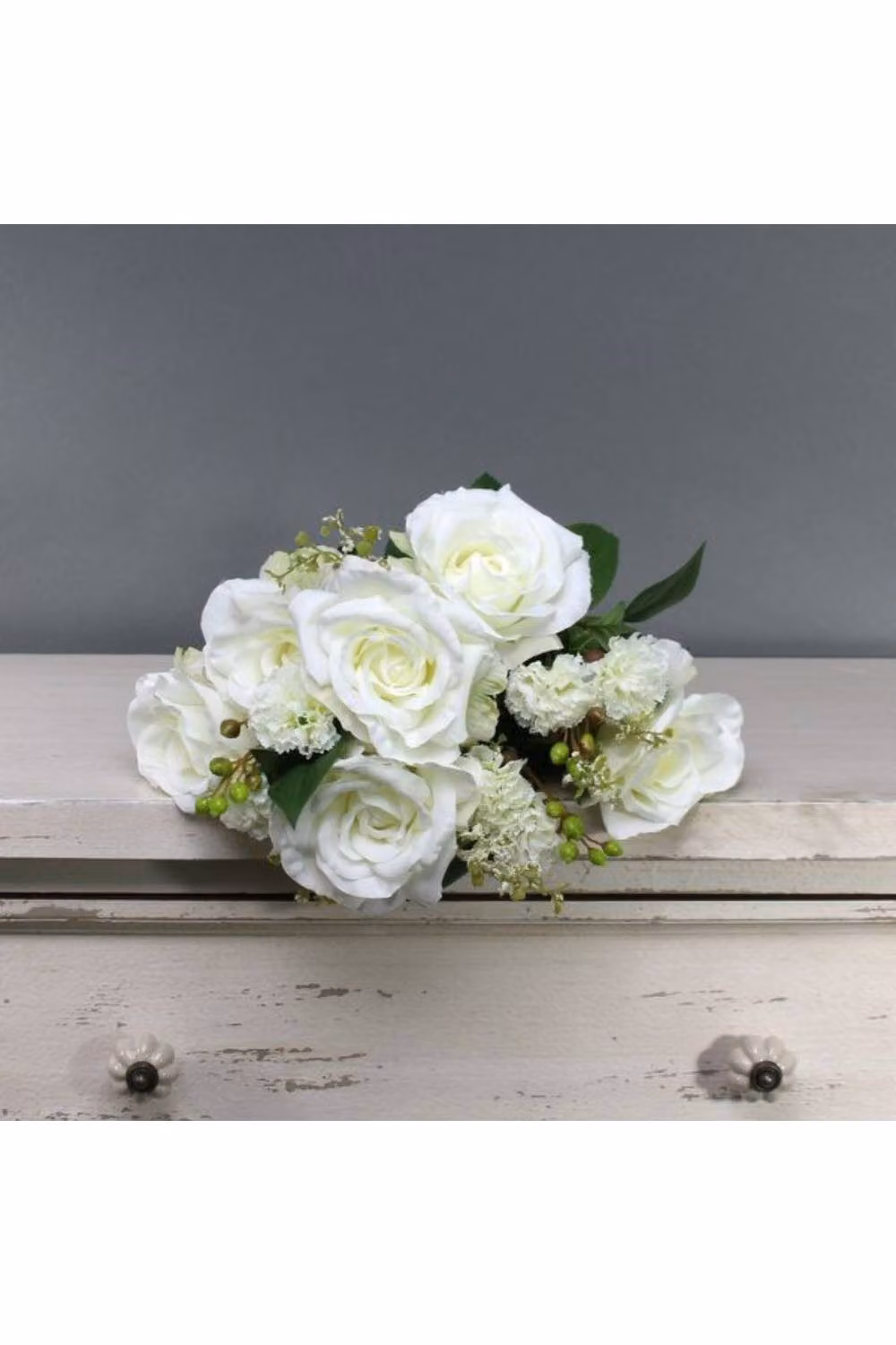 KDMD Tintagel White Rose Bush Floral Tabletop Decoration – 2