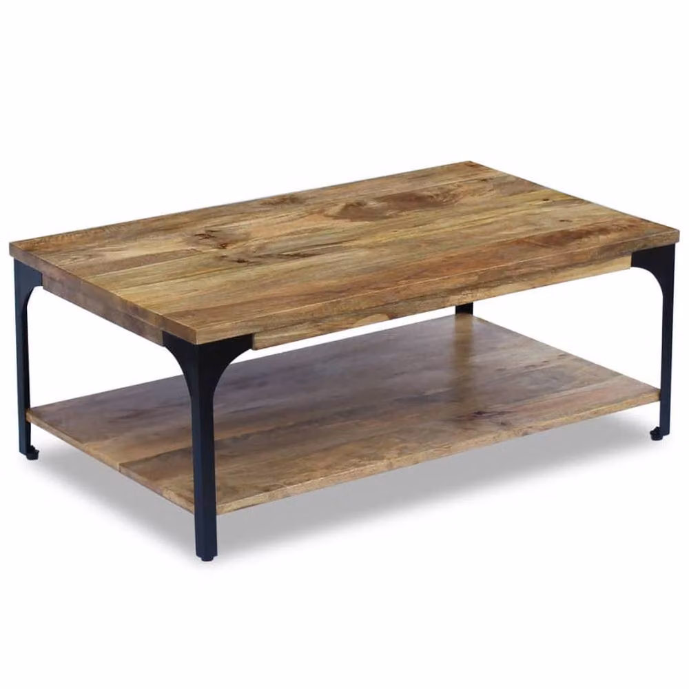 Berkfield Home Mango Wood Coffee Table in Brown, W/D/H: 100 x 60 x 38 cm – 2