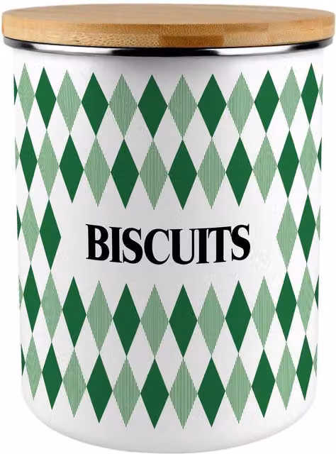 Purely Home Green Argyle Print Extra Large Metal Biscuit Tin