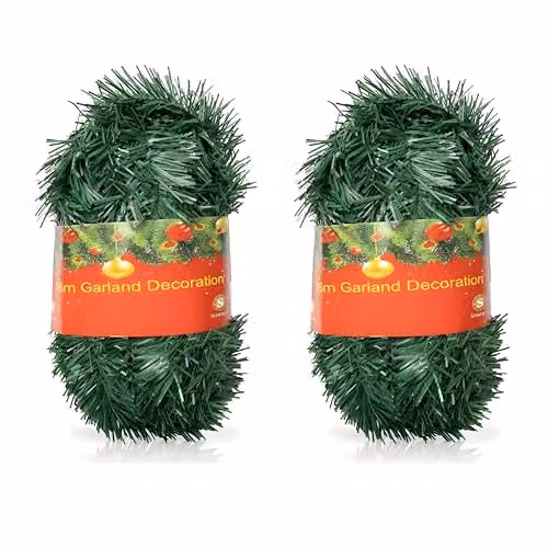 Shatchi 2-Pack Alaskan Green Artificial Christmas Garland, 16m Total Length – 1