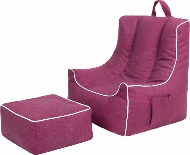 Ready Steady Bed Kids Bean Bag Chair with Footstool in Pink and Purple, Diameter: 54 cm