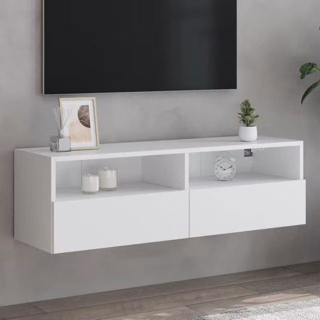 Berkfield Home White Wall Mounted TV Cabinet with Internal Shelves and Hinged Doors, W/D/H: 100 x 30 x 30 cm – 1