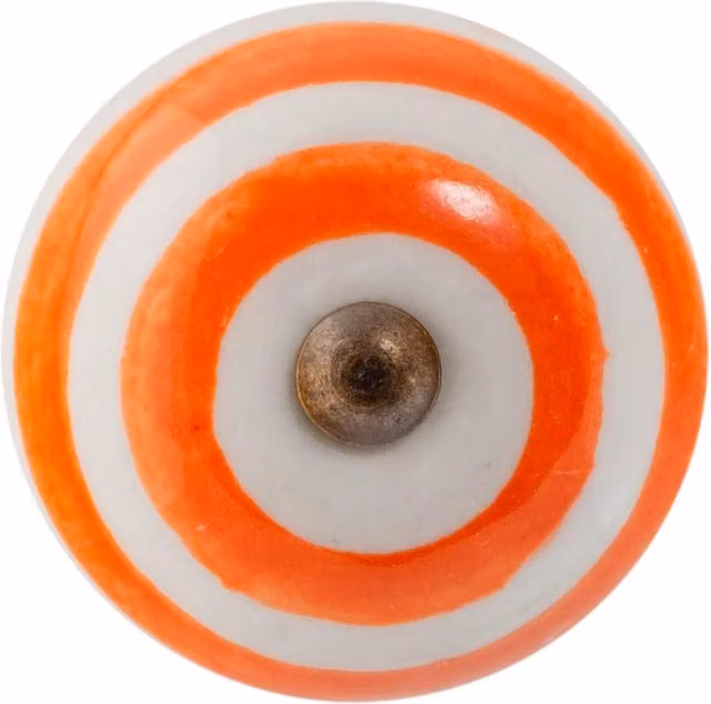 Nicola Spring Orange Striped Ceramic Cabinet Knob