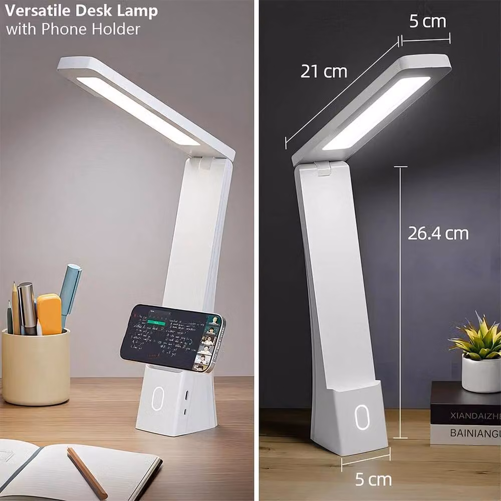 PAWNORA LED Desk Lamp, White, Foldable USB Table Light with Adjustable Touch Control – 2