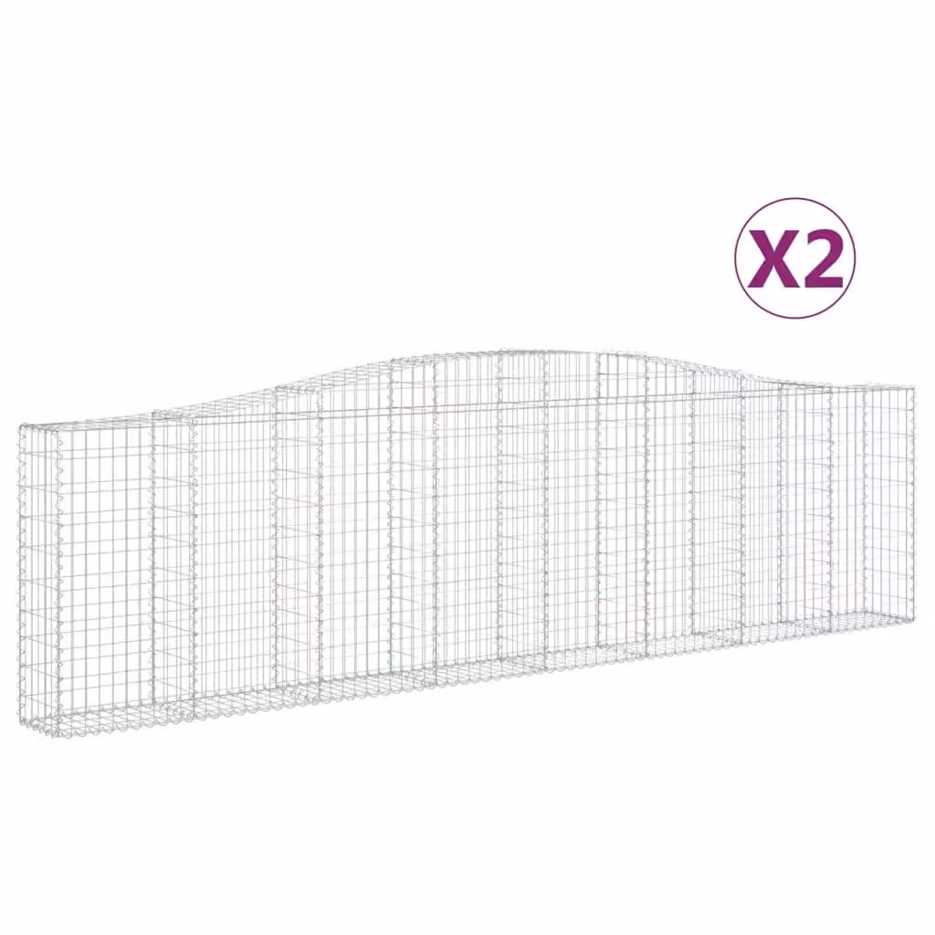 Berkfield Home Arched Gabion Baskets, 2 Piece Set, Silver Galvanised Steel, W: 400 cm, D: 30 cm, H: 100-120 cm – 2