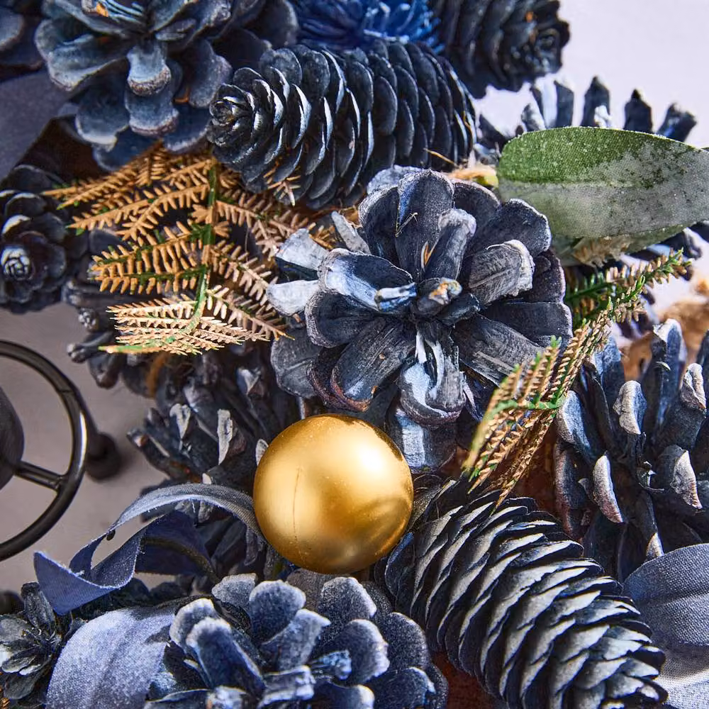 Dibor Moonlight Christmas Table Decoration Centerpiece Wreath in Blue, Diameter: 35 cm – 5