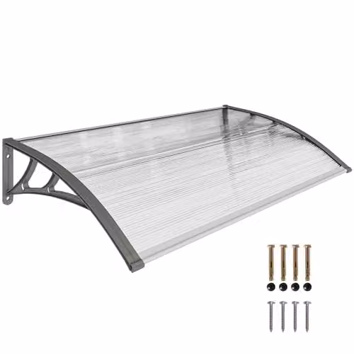 Outsunny Wall-Mounted Outdoor Door Canopy and Window Awning in Grey – 1