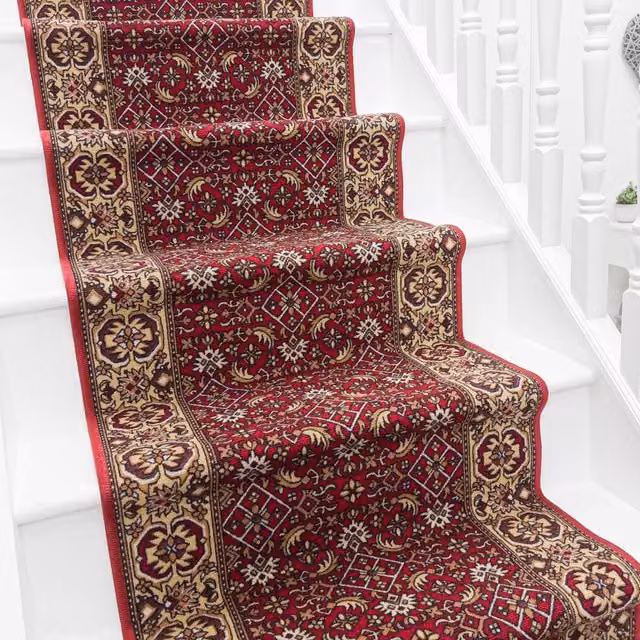runrug Bidjar Stair Runner Carpet, Red, W: 66 cm, L: 450 cm