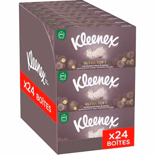 Kleenex Ultra-Soft Tissues, 24 Boxes of 64 Tissues, White and Multicolour – 1