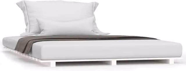 Berkfield Home White Lacquered Solid Pine Bed Frame W: 140 cm, D: 200 cm