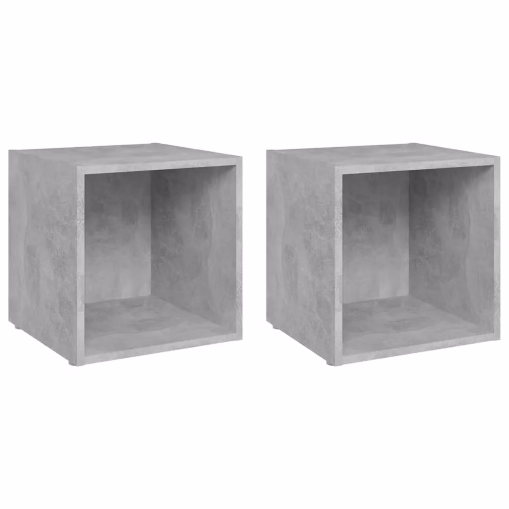 Berkfield Home Set of 2 Modern TV Cabinets in Concrete Grey, W/D/H: 37 x 35 x 37 cm – 2