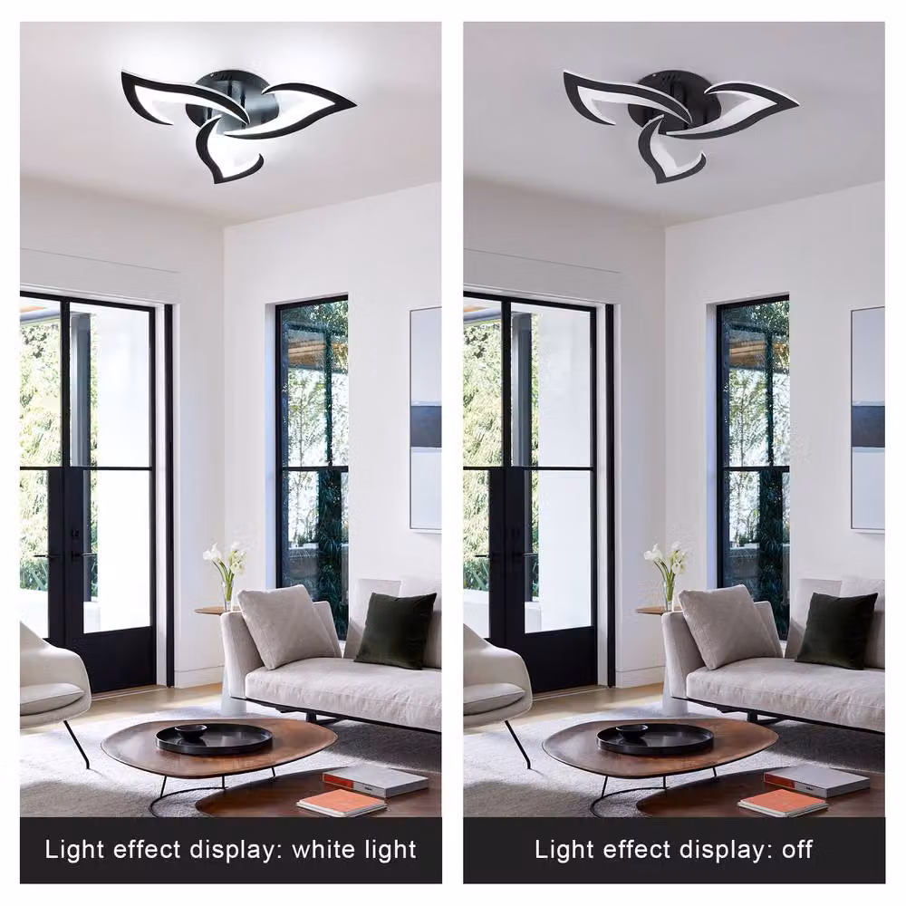Pheashine Modern Acrylic LED Ceiling Light, 36W, Black, 6500K Cool White Light, Diameter: 60 cm – 4