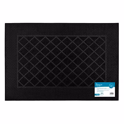 JVL Harlequin Black Rubber Pin Scraper Doormat, W: 40 cm, D: 60 cm