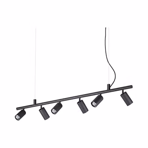 Ideal Lux Dynamite Black 6-Light Indoor Spotlight Ceiling Pendant Lamp with GU10 Sockets and Height-Adjustable Suspension