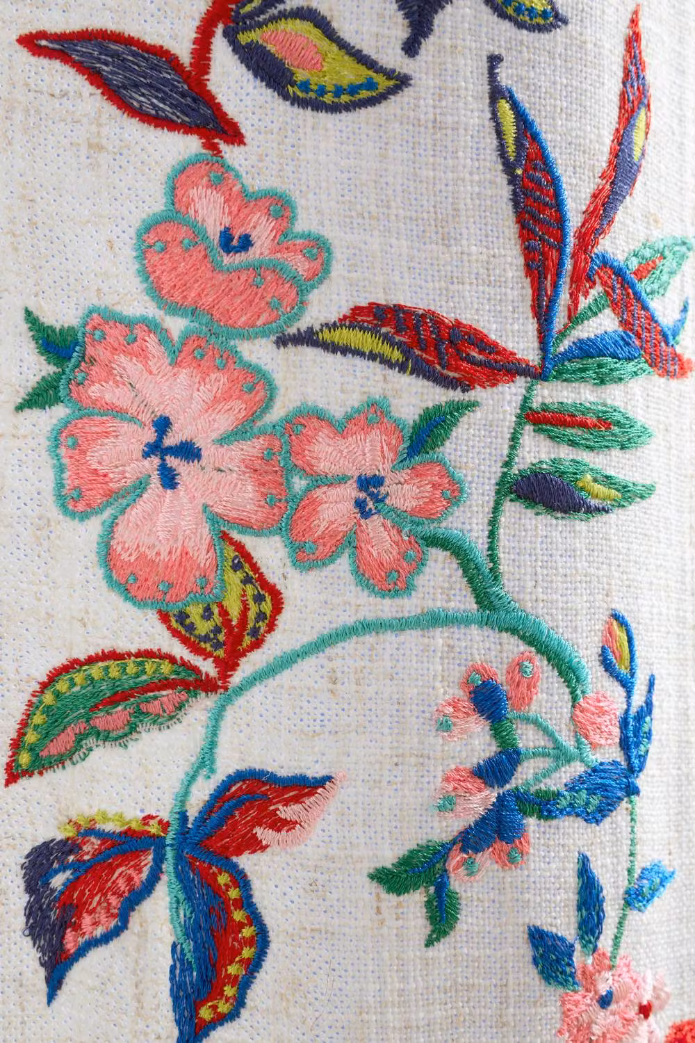 Sophie Robinson Flourish Floral Embroidered Tab Top Voile Curtain Panel, Multicolour, Width: 140 cm, Drop: 229 cm – 3