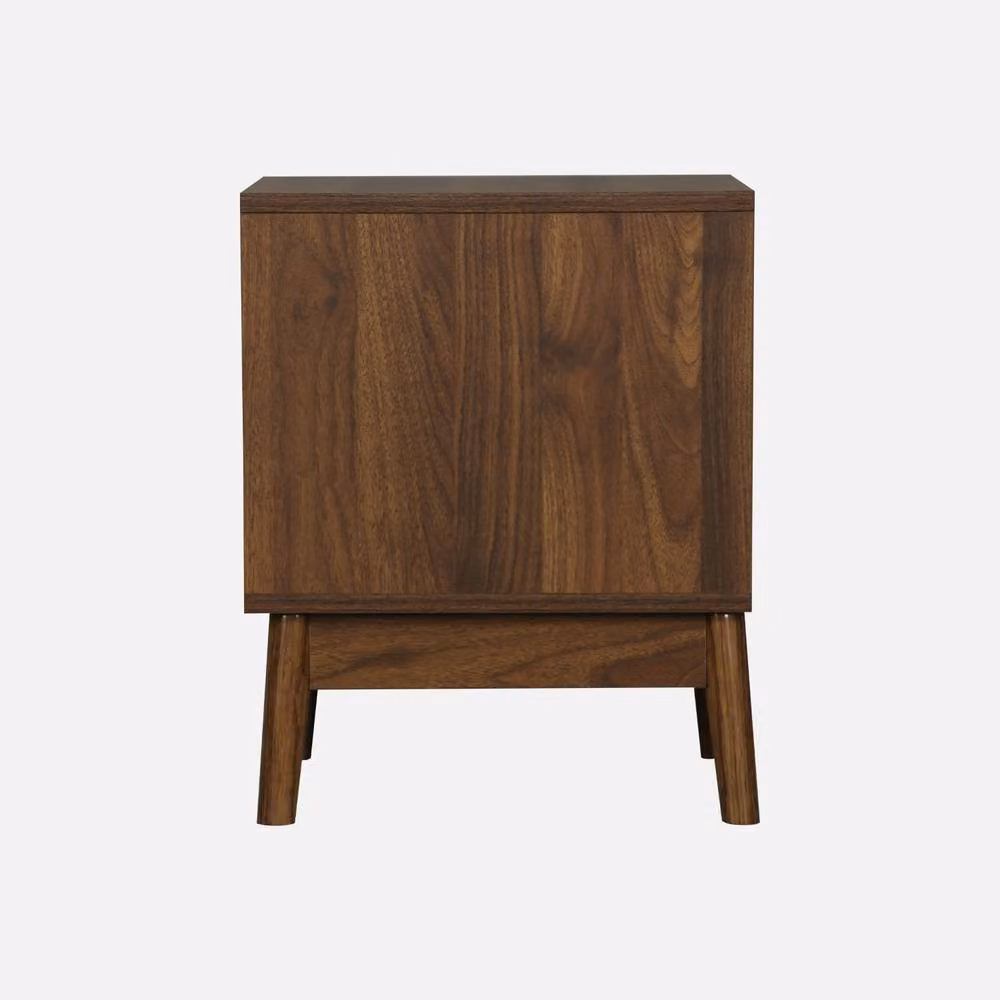 sweeek Pair of Grooved Bedside Tables in Dark Brown Wood Effect – 2