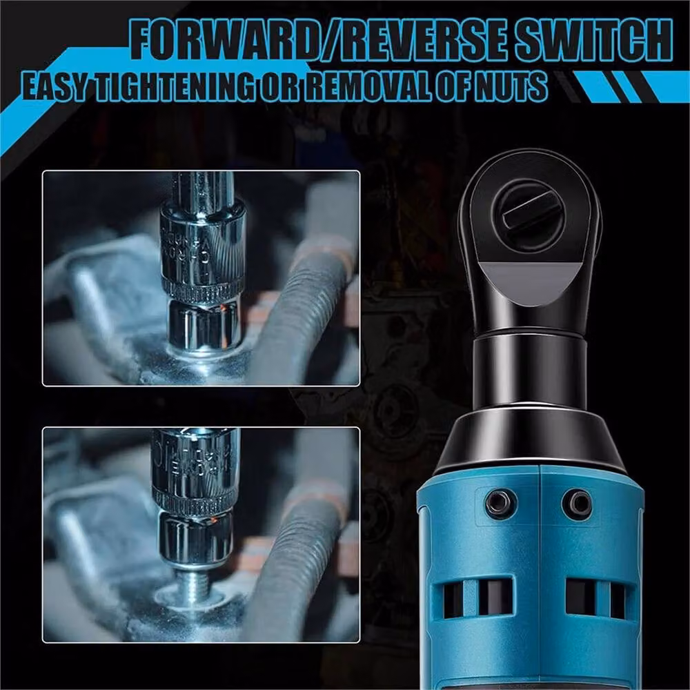 VOGREX Cordless 3/8 inch Electric Ratchet Wrench for 18V Battery, Blue – 6