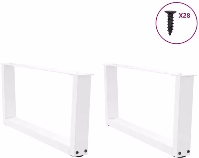 Berkfield Home Modern V-Shape Dining Table Legs, 2 Pieces, White Steel