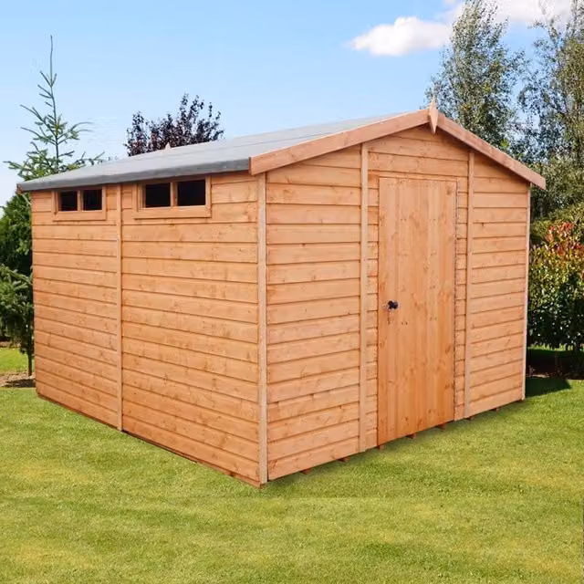 Shires Security Apex Handmade Wooden Garden Shed in Brown, W: 304.8 cm x D: 304.8 cm