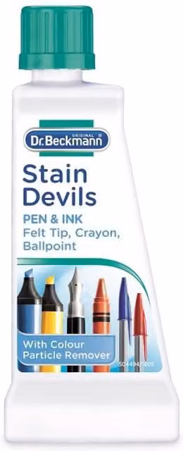 Dr. Beckmann Stain Devils Pen and Ink Remover for Felt Tip, Crayon and Ballpoint, 50ml